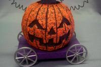 Paper Mache Halloween Sculpture, Jack-O-Lantern, Black Cat