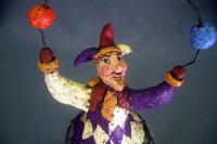 Paper Mache Jester Harlequin Cage Sculpture