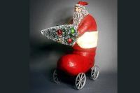 Paper Mache Santa Claus In A Rolling Boot