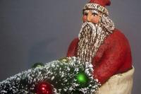 Paper Mache Santa Claus In A Rolling Boot