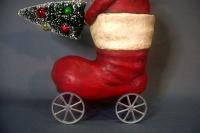 Paper Mache Santa Claus In A Rolling Boot