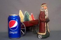 Paper Mache Santa Claus Pulling A Cart Of Trees