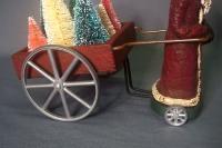 Paper Mache Santa Claus Pulling A Cart Of Trees