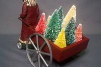 Paper Mache Santa Claus Pulling A Cart Of Trees