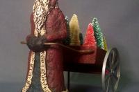 Paper Mache Santa Claus Pulling A Cart Of Trees