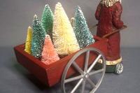 Paper Mache Santa Claus Pulling A Cart Of Trees