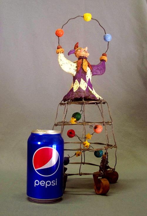 Paper Mache Jester Harlequin Cage Sculpture