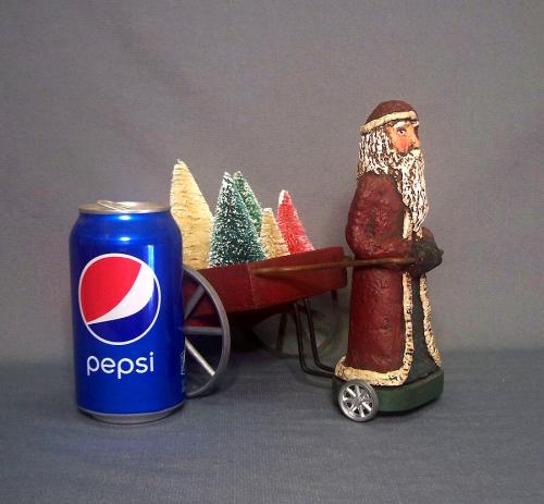 Paper Mache Santa Claus Pulling A Cart Of Trees